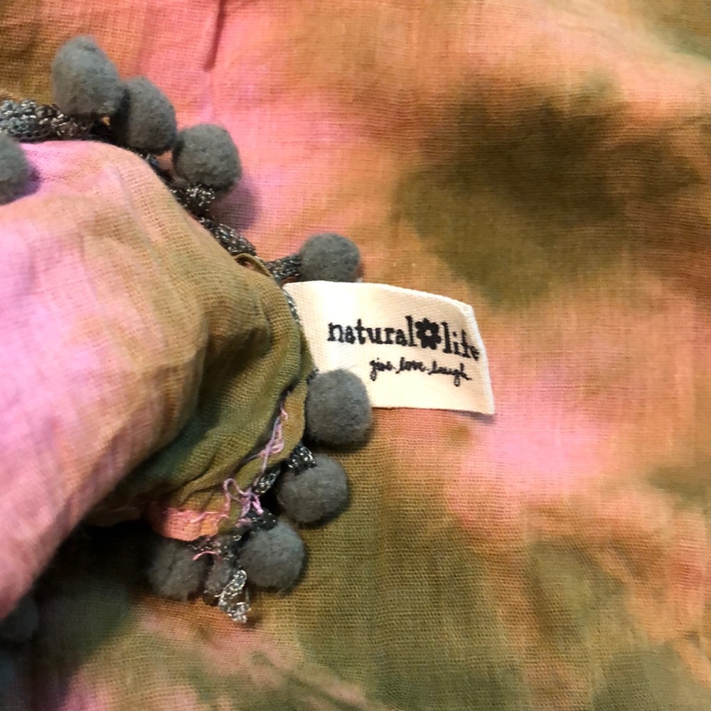 Natural Life pink/Green tie dye scarf